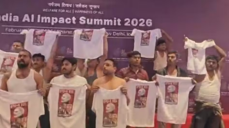 एआई समिट के दौरान युवा कांग्रेस का उग्र प्रदर्शन