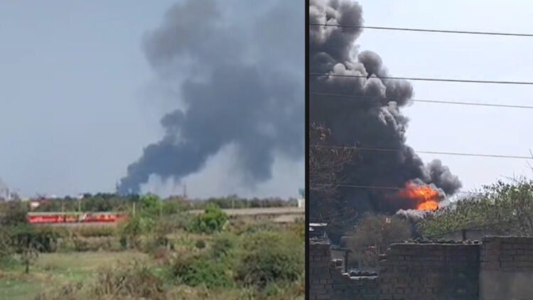 भनपुरी औद्योगिक क्षेत्र की डामर फैक्ट्री में भीषण आग, दमकल की टीमों ने संभाला मोर्चा