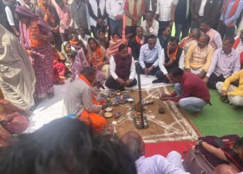 कृषि मंत्री राम विचार नेताम ने धोन्धा प्रतापपुर में किया कृषि महाविद्यालय का भूमि पूजन