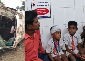 ट्रैक्टर से टक्कर के बाद स्कूल वैन पलटी, 10 बच्चे और शिक्षिका घायल