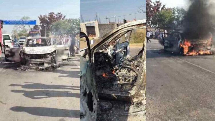 बारात से लौटते वक्त XUV 700 में लगी आग, बाल-बाल बचे दूल्हा-दुल्हन