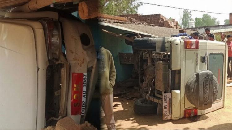 बाइक सवार को बचाने में अनियंत्रित हुई कार, सूरजपुर में एसडीएम समेत 4 घायल