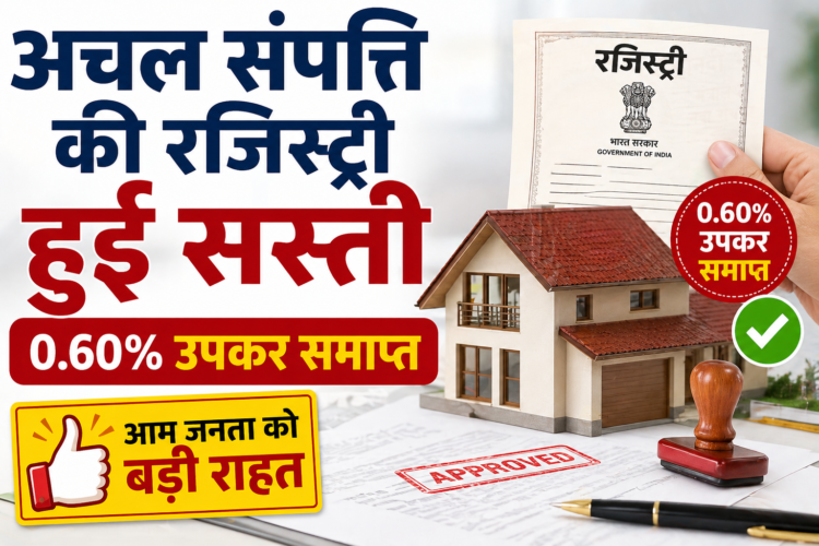 अचल संपत्ति की रजिस्ट्री हुई सस्ती, 0.60% उपकर समाप्त – आम जनता को बड़ी राहत