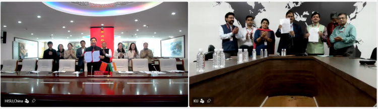 कलिंगा विश्वविद्यालय, नया रायपुर, छत्तीसगढ़, भारत ने हेबेई इंटरनेशनल स्टडीज़ यूनिवर्सिटी, चीन के साथ MoU पर हस्ताक्षर किए