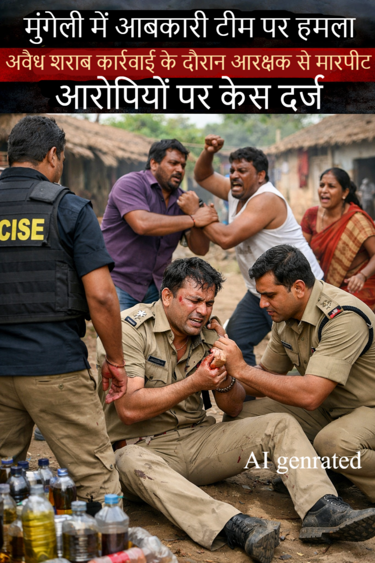 मुंगेली में आबकारी टीम पर हमला: अवैध शराब कार्रवाई के दौरान आरक्षक से मारपीट, आरोपियों पर केस दर्ज