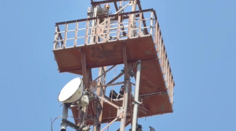 हाई वोल्टेज ड्रामा, टावर पर चढ़ा युवक, मची अफरा-तफरी