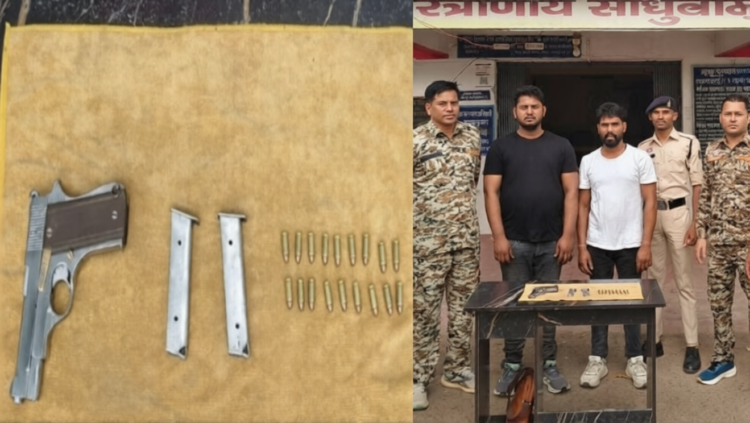 सारंगढ़ में पुलिस की बड़ी कार्रवाई, कार से अवैध पिस्टल और कारतूस बरामद