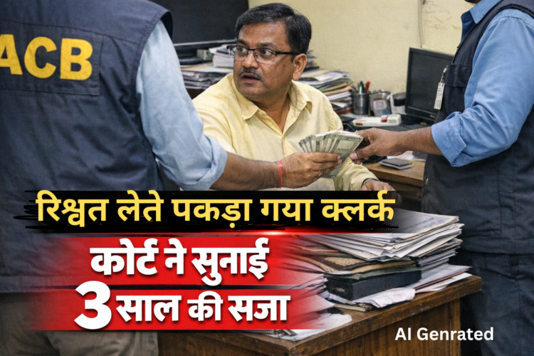 रिश्वत लेते पकड़ा गया क्लर्क, कोर्ट ने सुनाई 3 साल की सजा