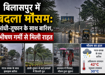 बिलासपुर में बदला मौसम: आंधी-तूफान के साथ बारिश, भीषण गर्मी से मिली राहत