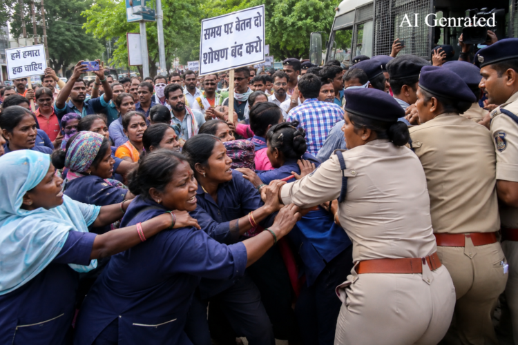 रायपुर में सफाई कर्मियों का आंदोलन उग्र, पुलिस से झूमाझटकी के बाद कई कर्मचारी हिरासत में