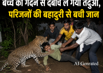 बच्चे को गर्दन से दबोच ले गया तेंदुआ, परिजनों की बहादुरी से बची जान