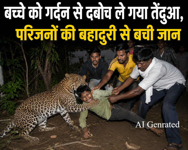 बच्चे को गर्दन से दबोच ले गया तेंदुआ, परिजनों की बहादुरी से बची जान