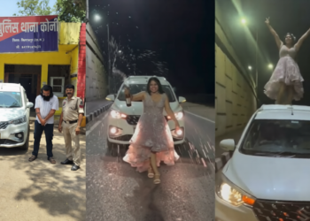 हाईवे पर युवती की खतरनाक स्टंटबाजी, बीयर उड़ाकर बनाया VIDEO; वायरल रील पर पुलिस एक्शन