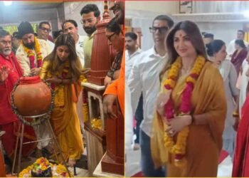 दतिया पहुंचीं शिल्पा शेट्टी: पति राज कुंद्रा संग मां बगलामुखी के किए दर्शन