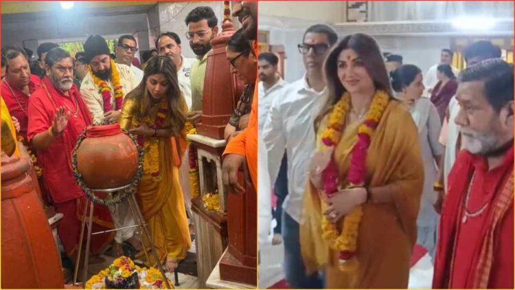 दतिया पहुंचीं शिल्पा शेट्टी: पति राज कुंद्रा संग मां बगलामुखी के किए दर्शन