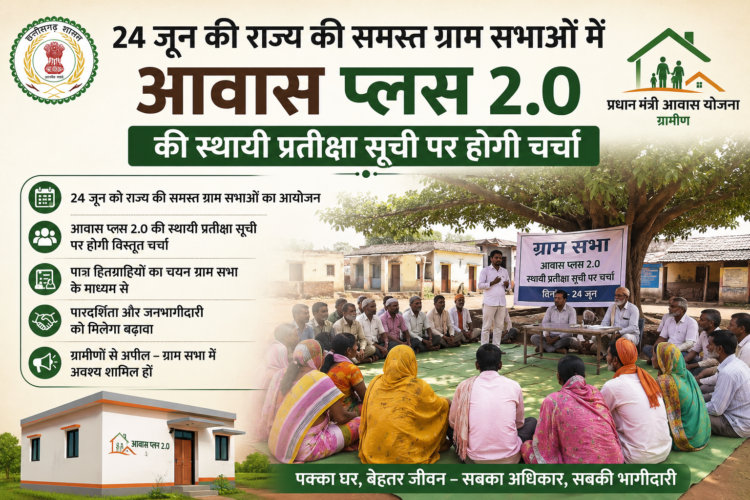 24 जून की राज्य की समस्त ग्राम सभाओं में आवास प्लस 2.0 की स्थायी प्रतीक्षा सूची पर होगी चर्चा
