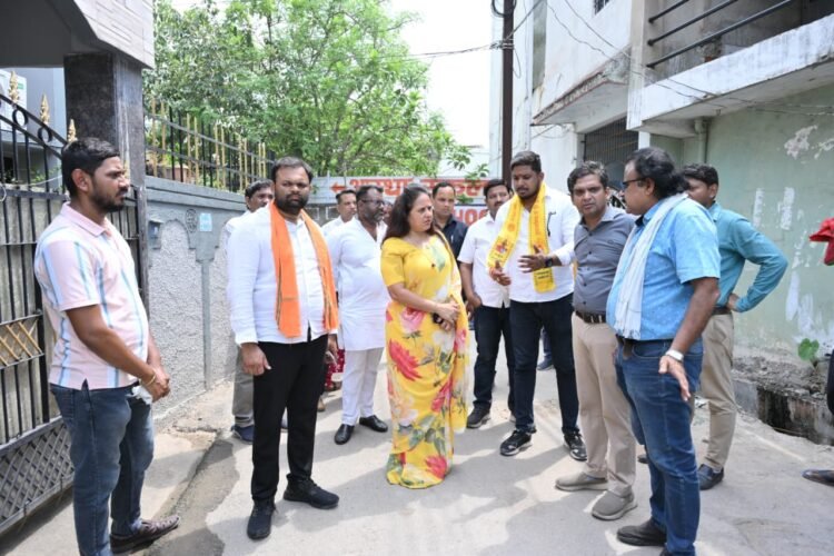 प्रोफेसर कॉलोनी में नाला निर्माण का महापौर ने किया निरीक्षण, समय पर काम पूरा करने के निर्देश