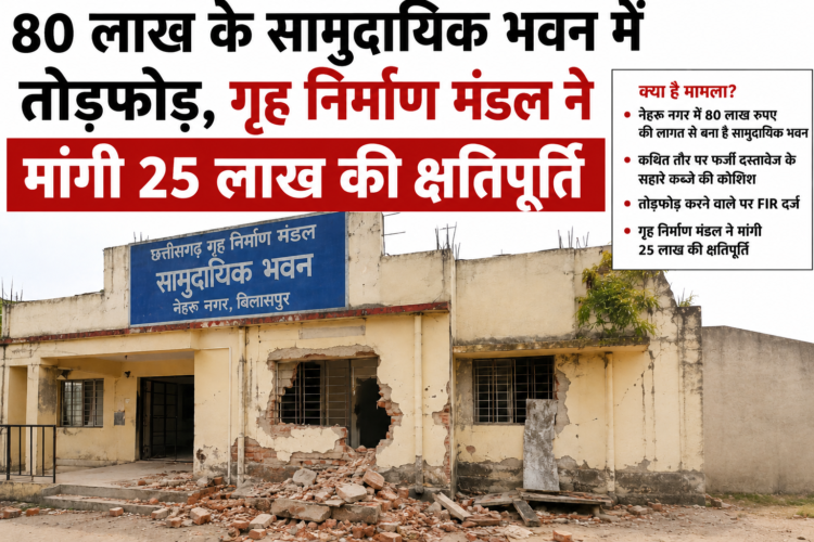 80 लाख के सामुदायिक भवन में तोड़फोड़, गृह निर्माण मंडल ने मांगी 25 लाख की क्षतिपूर्ति