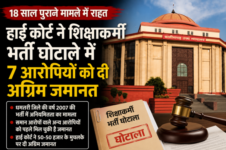 18 साल पुराने शिक्षाकर्मी भर्ती घोटाले में 7 आरोपियों को हाईकोर्ट से अग्रिम जमानत