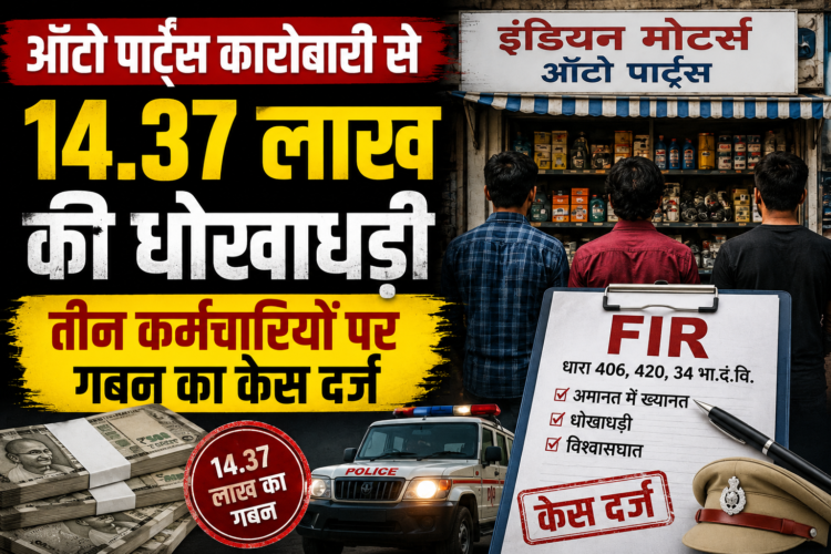 ऑटो पार्ट्स कारोबारी से 14.37 लाख की धोखाधड़ी, तीन कर्मचारियों पर गबन का केस दर्ज
