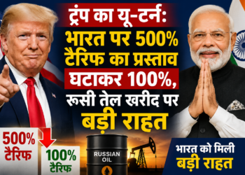 ट्रंप का यू-टर्न: भारत पर 500% टैरिफ का प्रस्ताव घटाकर 100%, रूसी तेल खरीद पर बड़ी राहत
