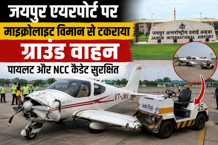 जयपुर एयरपोर्ट पर माइक्रोलाइट विमान से टकराया ग्राउंड वाहन, पायलट और NCC कैडेट सुरक्षित