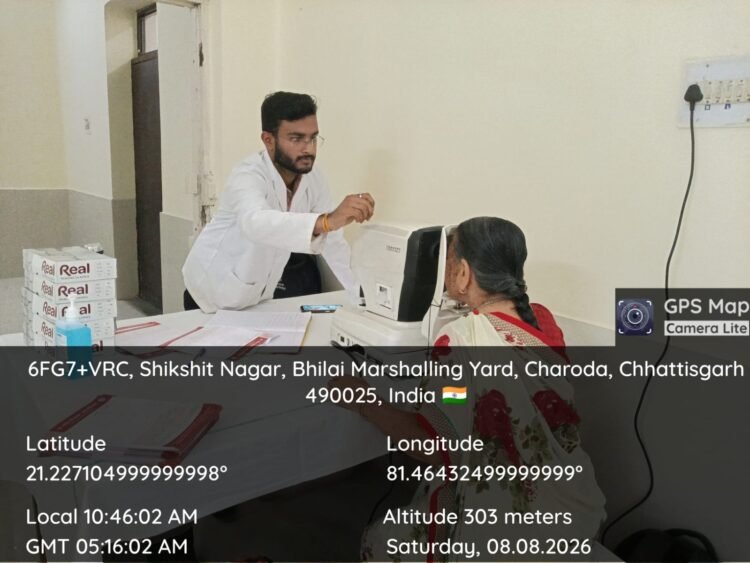 रायपुर रेल मंडल के उप मंडलीय रेलवे अस्पताल बीमवाय, भिलाई में नेत्र जांच शिविर का सफल आयोजन
