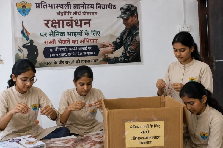 रक्षाबंधन पर प्रतिभास्थली की छात्राओं ने सैनिक भाइयों के लिए भेजीं राखियां