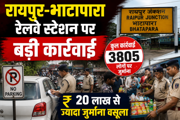 रायपुर-भाटापारा रेलवे स्टेशन पर बड़ी कार्रवाई, 3805 लोगों पर जुर्माना