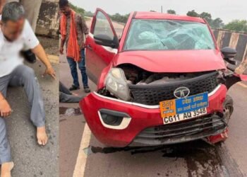 नेशनल हाईवे पर AAP नेता अभिषेक मिश्रा की कार हादसे का शिकार, बाल-बाल बचे