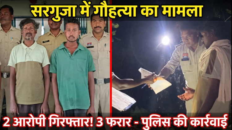 सरगुजा में गौहत्या के मामले में पुलिस की कार्रवाई, दो आरोपी गिरफ्तार; तीन फरार