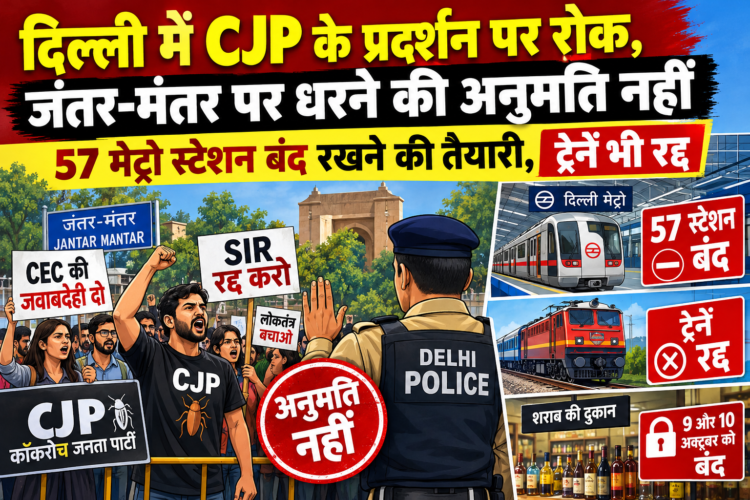 दिल्ली में CJP के प्रदर्शन पर रोक, जंतर-मंतर पर धरने की अनुमति नहीं; 57 मेट्रो स्टेशन बंद रखने की तैयारी, ट्रेनें भी रद्द
