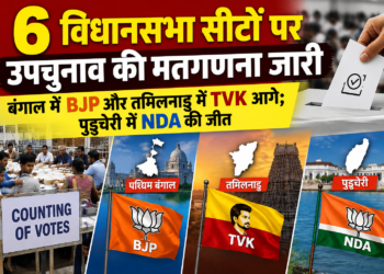 6 विधानसभा सीटों पर उपचुनाव की मतगणना जारी, बंगाल में BJP और तमिलनाडु में TVK आगे; पुडुचेरी में NDA की जीत