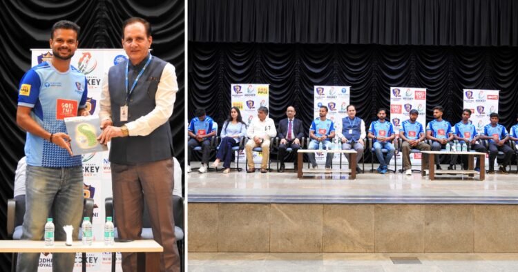 एन.एच. गोयल वर्ल्ड स्कूल पहुंचे राजधानी रॉयल्स के हॉकी खिलाड़ी, विद्यार्थियों को दिया देश के लिए खेलने का प्रेरणादायक संदेश