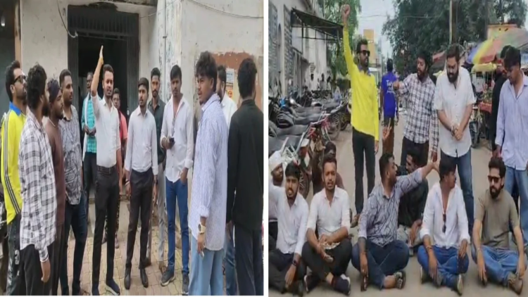 धमतरी में धर्मांतरण के आरोप पर हंगामा, हिंदू जागरण मंच का SDM कार्यालय के सामने प्रदर्शन; कार्रवाई की मांग