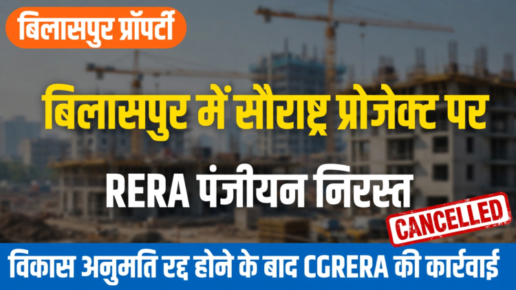 बिलासपुर की ‘सौराष्ट्र’ रियल एस्टेट परियोजना का RERA पंजीयन निरस्त, विकास अनुमति रद्द होने के बाद CGRERA की कार्रवाई